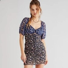 FREE PEOPLE Tessa Floral Print Ruched Mini Dress Women's Size Small NWT