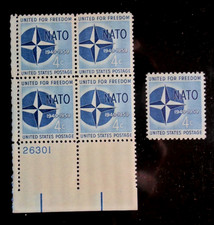 1959 Nato - Cat # 1127 Plate Block and Single 4c Stamps MNH OG