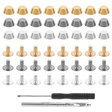 26Pcs Handbag Purse Feet Brass Studs Screw-Back Flat Head Metal Rivets DIY