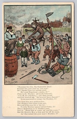 Hartlepool Affenlegende hängende Napoleonische Kriege Comic Postkarte