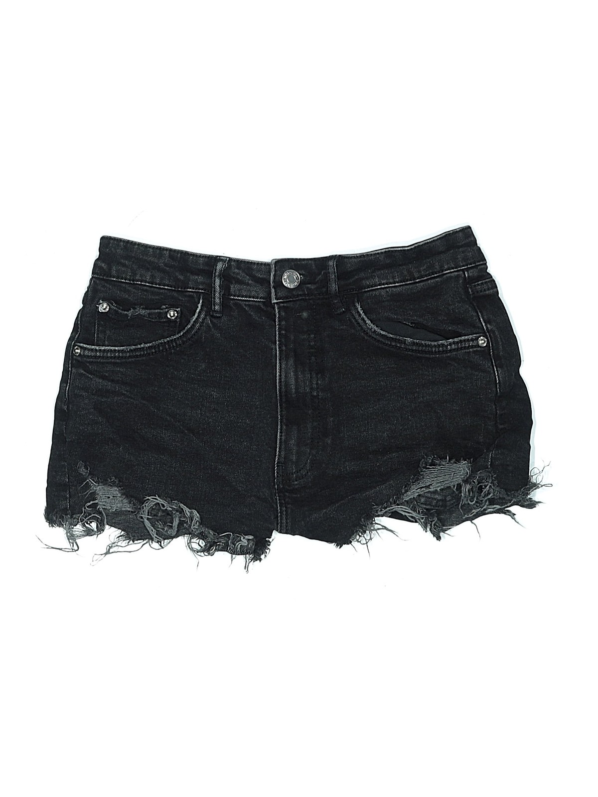 Zara Women Black Denim Shorts 6
