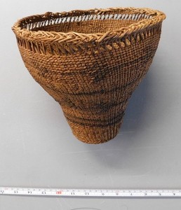 “Antique Washoe Native American burden basket Great Basin twined carrying 19th c