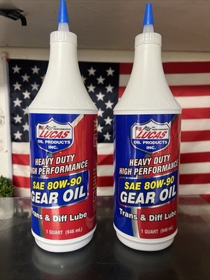 Lucas Oil 10043 SAE 80W-90 Heavy Duty Gear Oil Trans Diff Lube 1 Quart 2 Pack