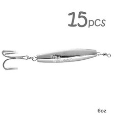 15pcs Fish WOW!® 6oz Diamond Jig Chrome w/ a Treble Hook 170g Silver unpainted