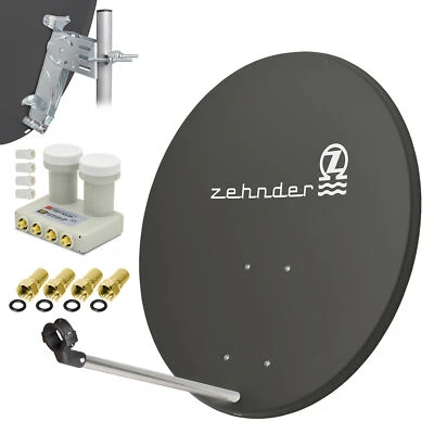 ZEHNDER TEENDER impianto satellitare digitale 80 cm ciotola + monoblocco Quad LNB d Astra + Hotbird