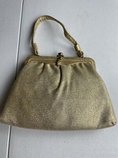 Vintage After Five Gold Lame Evening Bag Purse Handbag Glitter Fabric USA