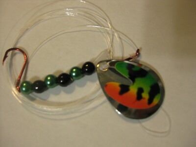  Walleye 2 Hook Spinner Rigs Crawler Harness ( Fire Tiger)