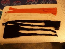 Vintage lot of 4 pair Fishnet Tights Orange White Black Ladies Petite 5  - 5  3  