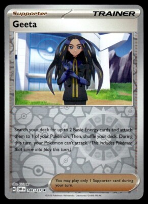 Pokemon - Geeta - 188/197 - Obsidian Flames  - Reverse Holo - NM/M