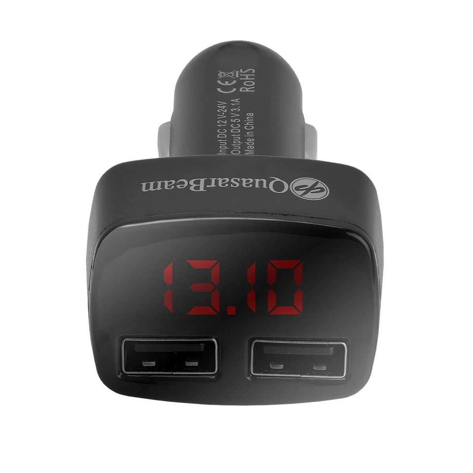 Cargador de coche de cigarrillos QuasarBeam 4 en 1 adaptador USB doble probador de dispositivos de batería Foto 2 de 4