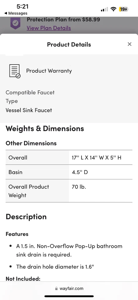 Laguna Marble 14"" Brown And Beige Marble Rectangular Vessel Bathroom Sink - Image 2 of 2