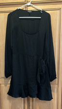 Express Black Long Sleeve, Ruffled Wrap Dress, Large