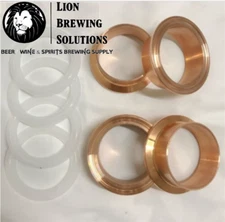 (4) 2" Copper Tri Clamp Ferrules Beer Keg Still Adapter Fits 2" Copper Pipe qty4