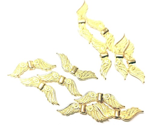 36 Premium Quality Tibetan Silver - Medium 23mm Angel Wings - Bright Gold - Picture 2 of 5
