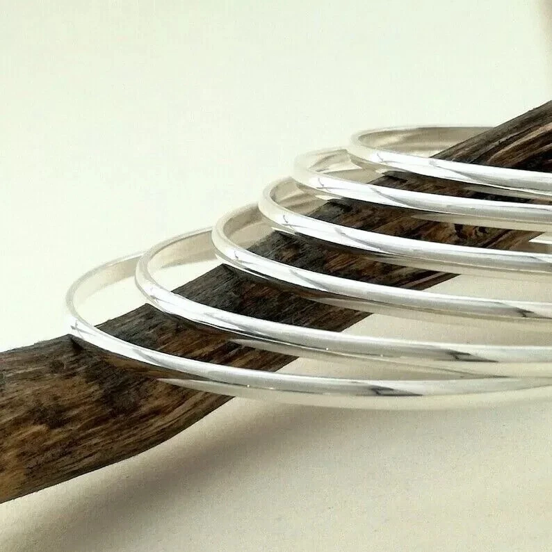 Set Of 7 Bangle Solid 925 Sterling Silver Beautiful Handmade Women Bangle, M704 - Image 3 of 4