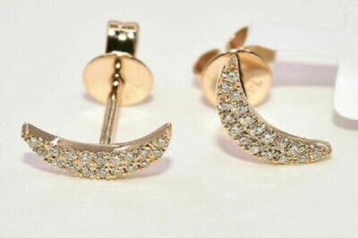 Wedding Moon Style Stud Earring 14k Rose Gold Finish 2Ct Lab Created Diamond