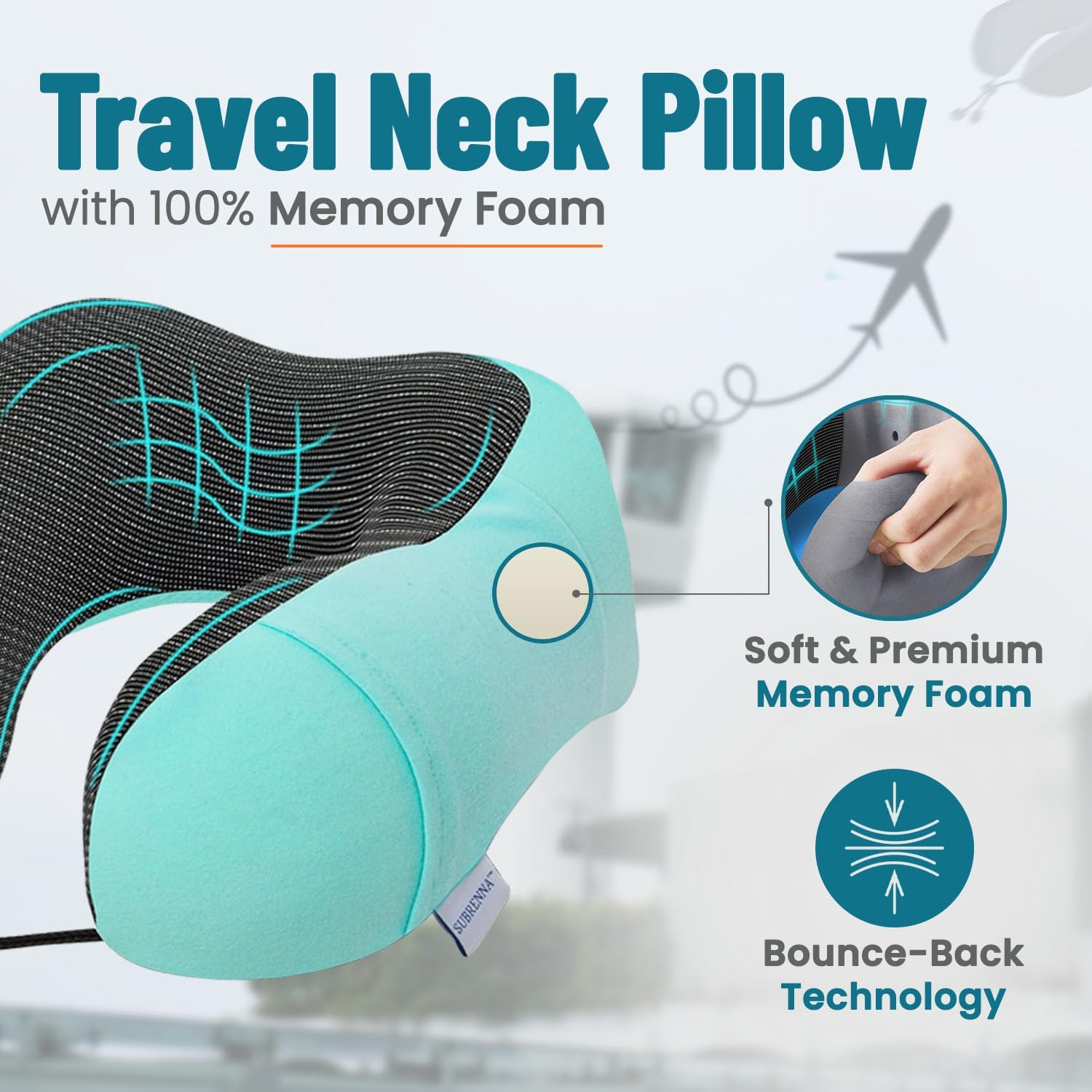 Adjustable Memory Foam Travel Pillow for Neck Support & Comfort-image
