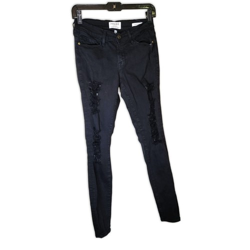 Frame Le Skinny de Jeanne Denim Distressed Jean 27