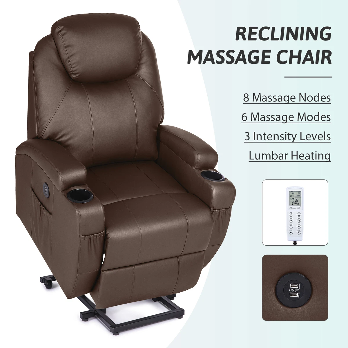 Electric Power Lift Chair Massage Recliner Fabric Sofa w
