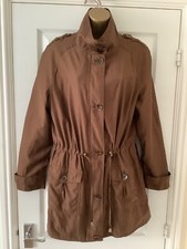 Per Una Jacket Parka Rain Coat Earth Brown Lightweight Stylish Sz14 42” Bnwot