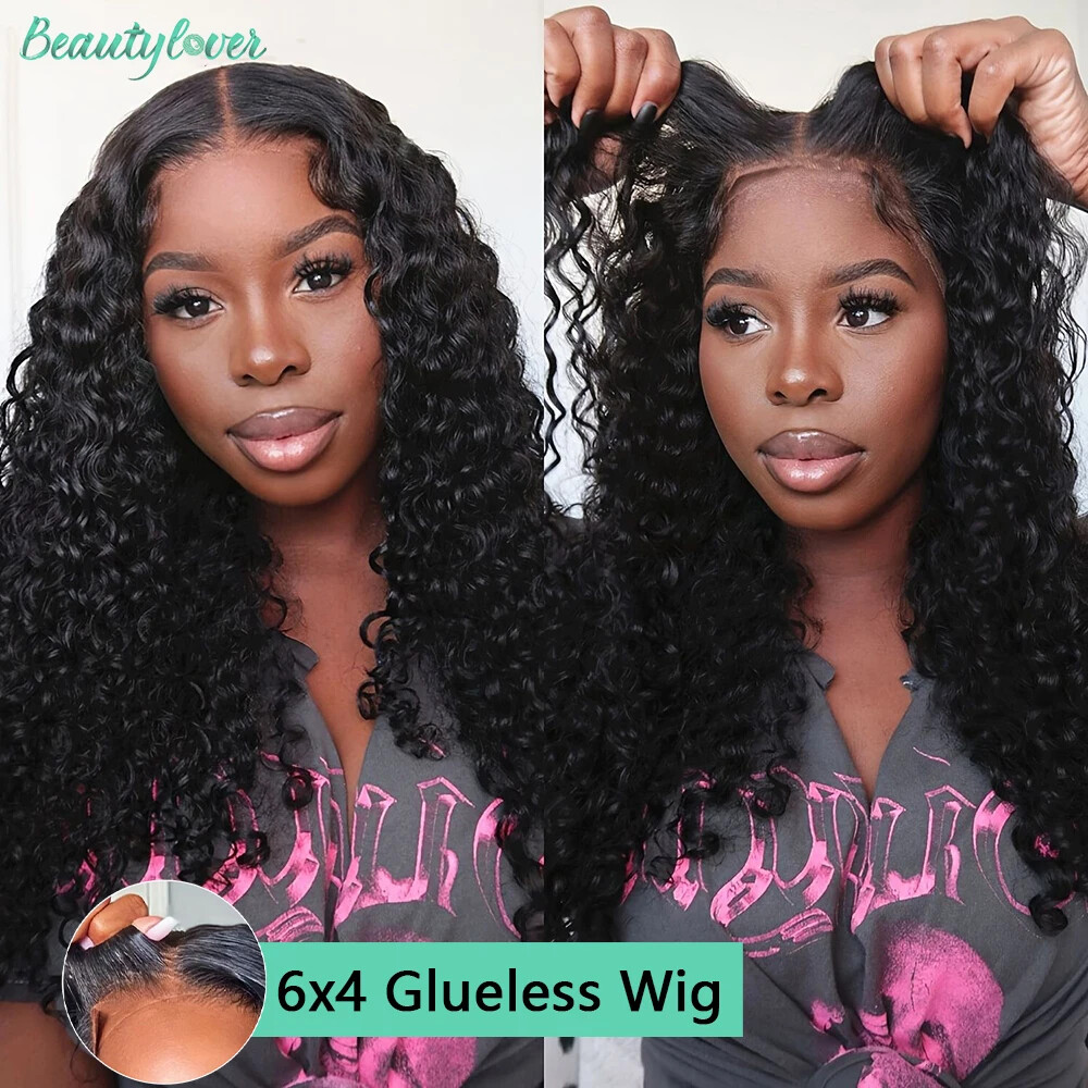 Water Wave Human Hair Ready To Wear 6X4 Glueless Wigs Brazilian Hair Wigs PreCut