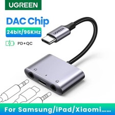 UGREEN USB C to AUX Adapter Type C 3.5mm 3in1 DAC Chip QC Cable For iPad Samsung
