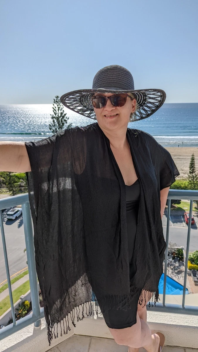 Metalic Mesh Plus Size Evening Kimono Jacket BLACK Shimmer Cape