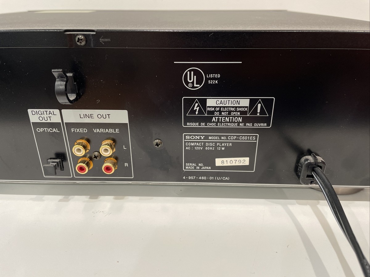 Sony CDP-C601ES 5 Disc CD Changer Elevated Series Player Sony CDP-C601ES 5 Disc CD Changer Elevated Series Player