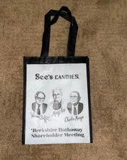 SEE'S CANDY "Berkshire Hathaway Shareholder Meeting" Handled Tote/Lunch Bag ~NEW
