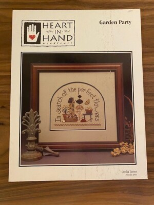 GARDEN PARTY Counted Cross Stitch Cecilia Turner Heart in Hand Needleart Leaflet