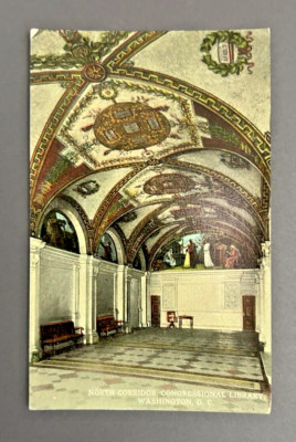 Vintage DC Congressional Library North Corridor Postcard Unposted