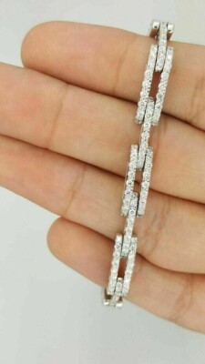 7.66 Ct Round Cut Simulated Diamond Tennis Link Bracelet 14K White Gold Plated