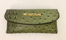 Michael Kors Wallet Green Gold Snakeskin Cards ID Travel Checkbook Cover