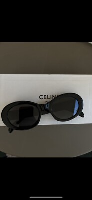Brandneue ovale Sonnenbrille Celine Triomphe CL40194U schwarz schwarz Logo
