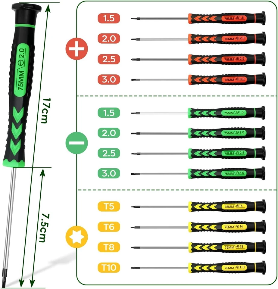 Compact Screwdriver Set: 12 Multi-Style Philips Flathead Torx with Magnetizer - Image 4 of 4