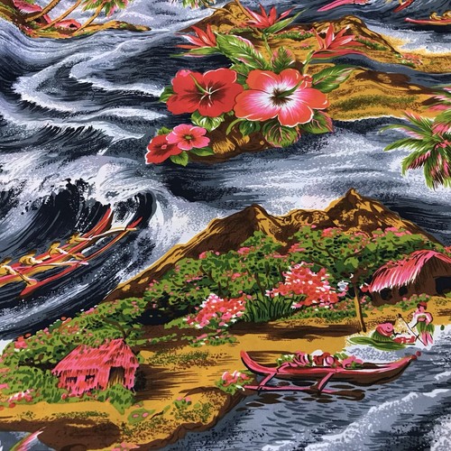 VTG Hang Ten 60s 70s Hawaiian Shirt Surf Hibiscus Sz L Poly Multicolor EUC Rare - Picture 11 of 12