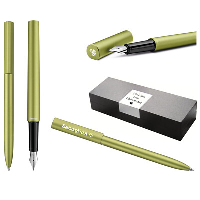 Pelikan Ineo  Elements Set Kugelschreiber + Füller Grün Gravur Geschenk Etui