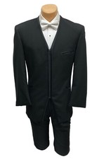 Boys Demetrios Uomo Vintage Retro Black Tuxedo Jacket with Zipper Front Size 4