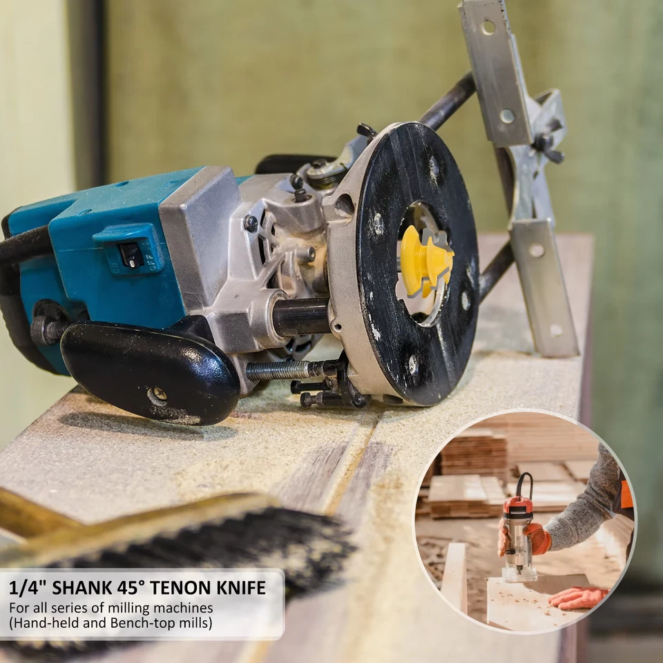 45 Degree Lock Miter Router Bit Set 1/4" Shank 1/2" 5/8" 3/4" Cutting Height - Image 4 of 4