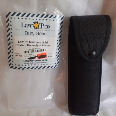 LAW PRO BLACK NYLON FLASHLIGHT HOLSTER STREAMLIGHT STINGER CLOSED TOP HOLSTER