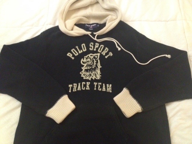 Vtg POLO RALPH LAUREN P-WING STADIUM Hooded TRACK TEAM Knit 