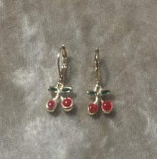 Women  s , Girls Cherry Gold Plated Huggie Earrings