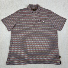 Howler Bros Ranchero Polo Shirt Mens L Blue Orange Pearl Snap Geometric Western