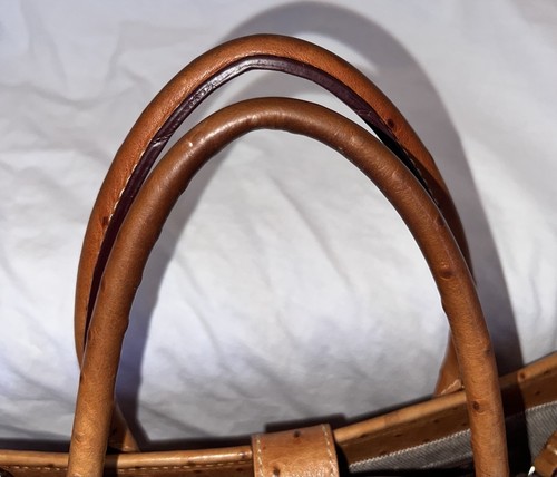 Vintage Dooney & Bourke Ostrich Leather Satchel Cognac brown 1990s Bag purse - Picture 12 of 22