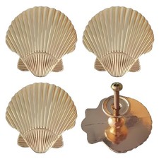 4 Pack Sea Shell Drawer Pulls Gold - Unique Vintage Dresser Handles for Cabin...