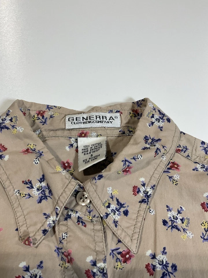 Vintage Generra Floral Button Up Shirt Sz S/M Preppy Novelty Print 90s - Image 4 of 4