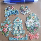 Antique VINTAGE 6 OLD ORIGINAL VICTORIAN SCRAPS/Découpis: WINDMILL & FLOWERS