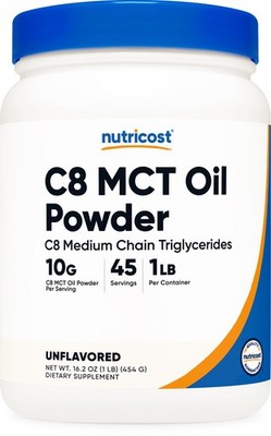 Nutricost C8 MCT Oil Powder 1LB (16oz) - 95% C8 MCT Oil Powder