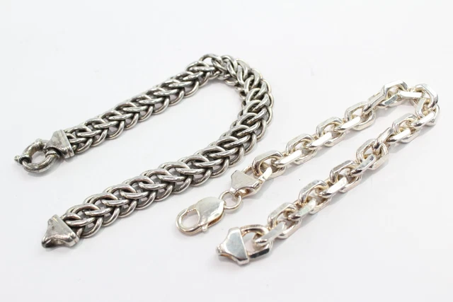 24 Sterling Silver Bracelets Flat Belcher Link Chainmaille Link x 2 (83g)