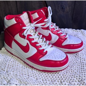 Nike Dunk High Retro Red White Leather Sneakers Shoes DB2179-106 7Y